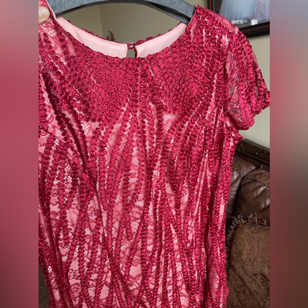 Js Collections Short Sleeve Embroidered Lace Midi… - image 6